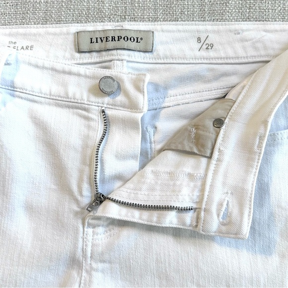 LIVERPOOL Crop Flare Hannah Jeans Embroidered Eyelet Raw Hem Pants Stretch 8 29 - Picture 4 of 16